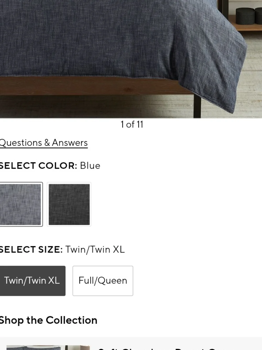 Pottery Barn Soft Chambray Duvet Cover In Light Gray